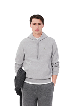 Felpa con cappuccio in pile Grigio chine